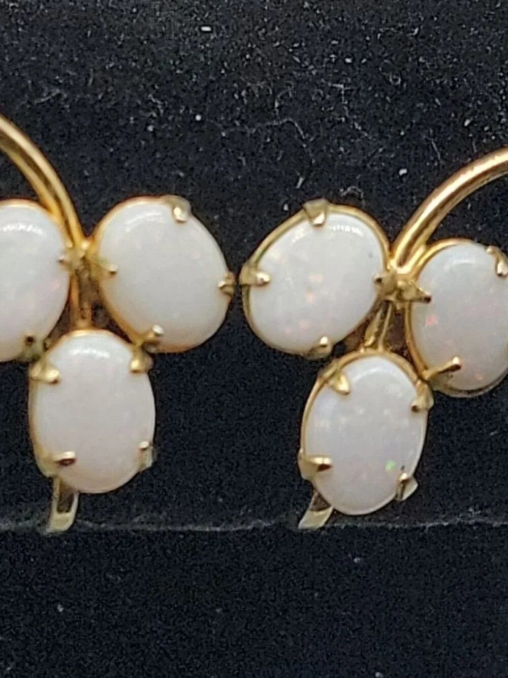 Sorrento 12kGF Faux Opal Cluster Clipped On Earrings Yellow Gold Filled Vintage